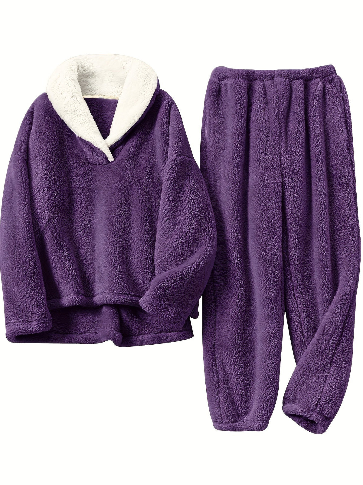 Mila - Women's Teddy Fleece Lounge Set with Half-Zip Collar - photo 5
