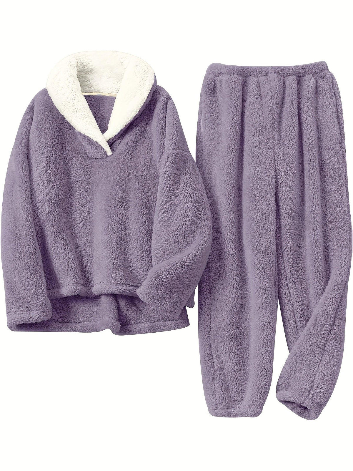 Mila - Women's Teddy Fleece Lounge Set with Half-Zip Collar - photo 9