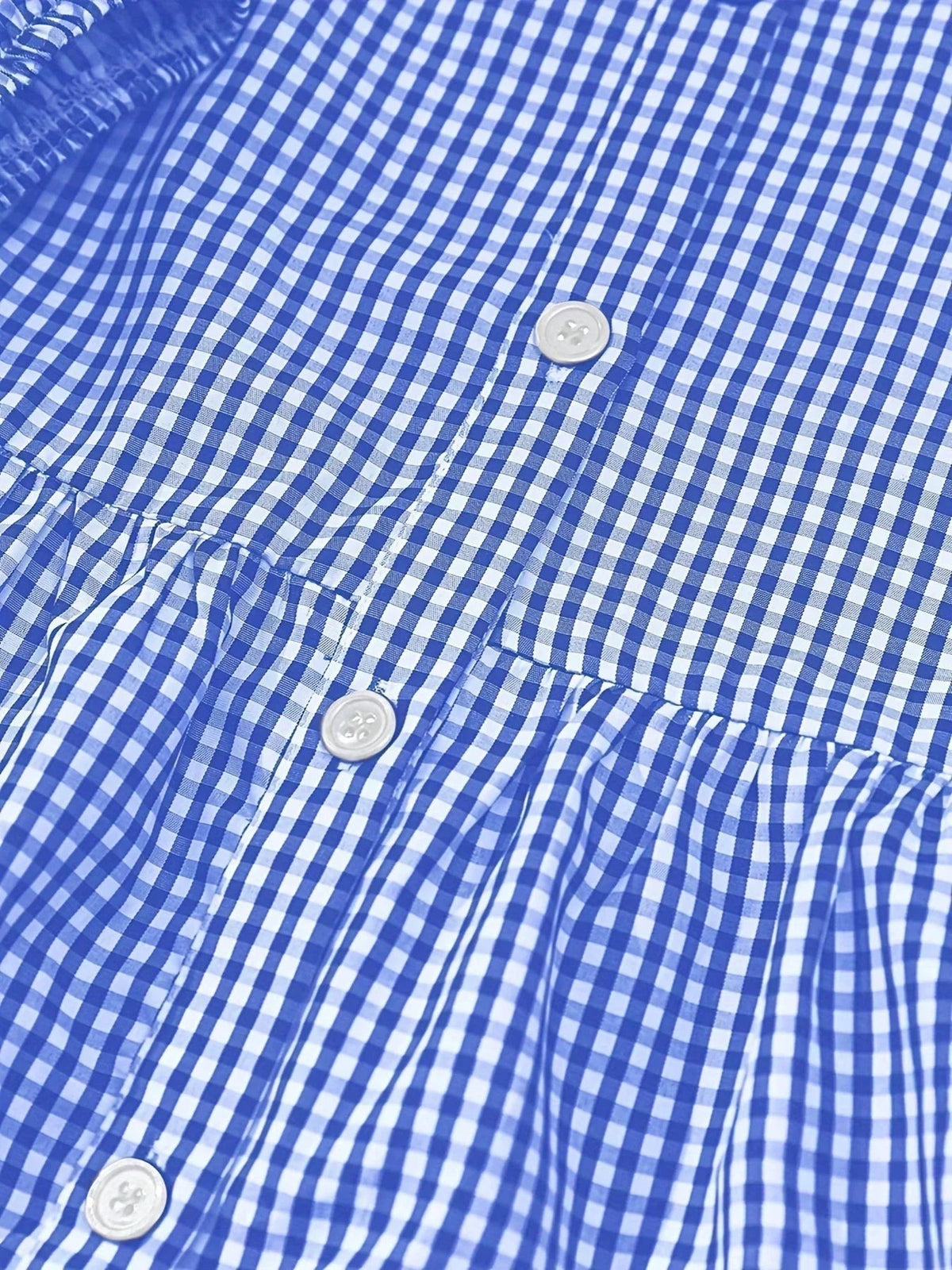 Stella - Women's short gingham dress with 3/4 sleeves and buttoned collar - photo 8
