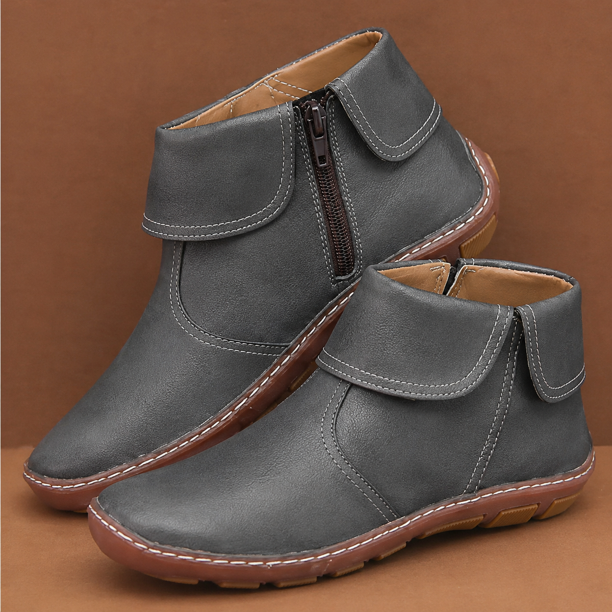 Mirelda - Women's Boots - Dark Grey (with Zip)