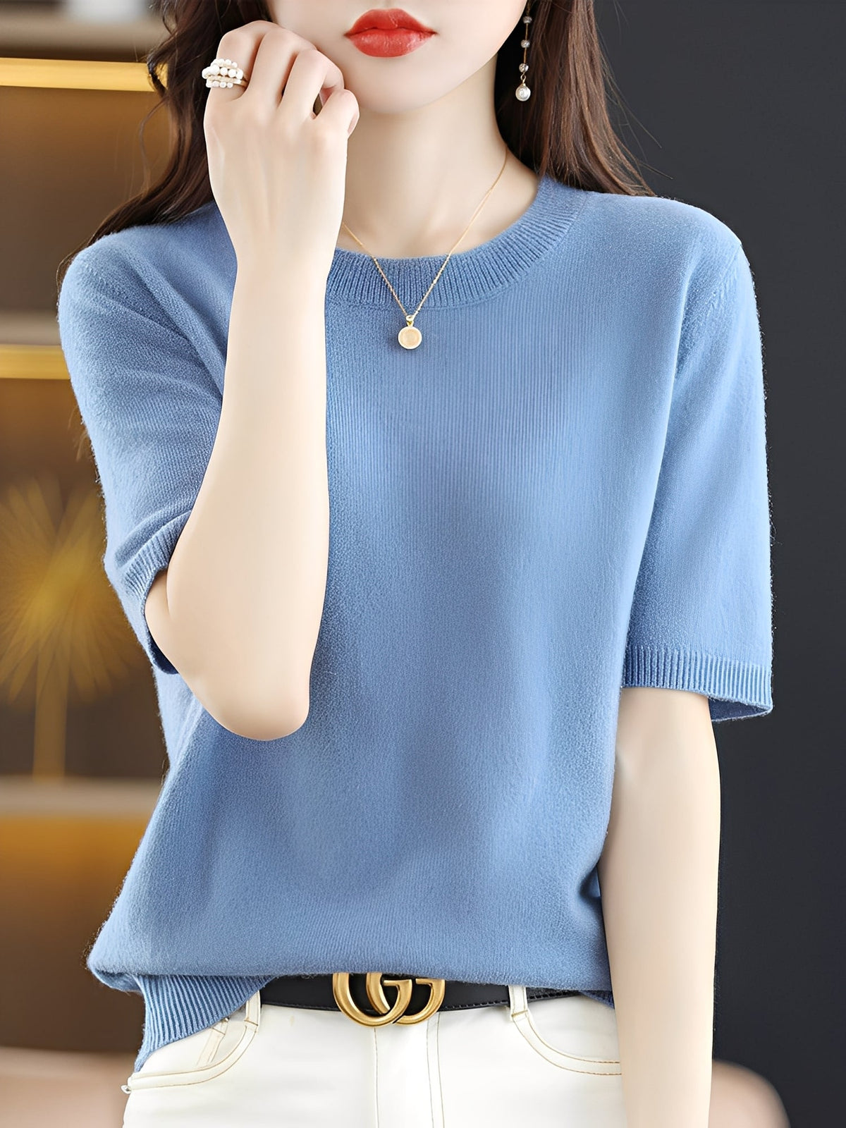Nadine - Women's Short Sleeve Knitted Sweater - photo 11