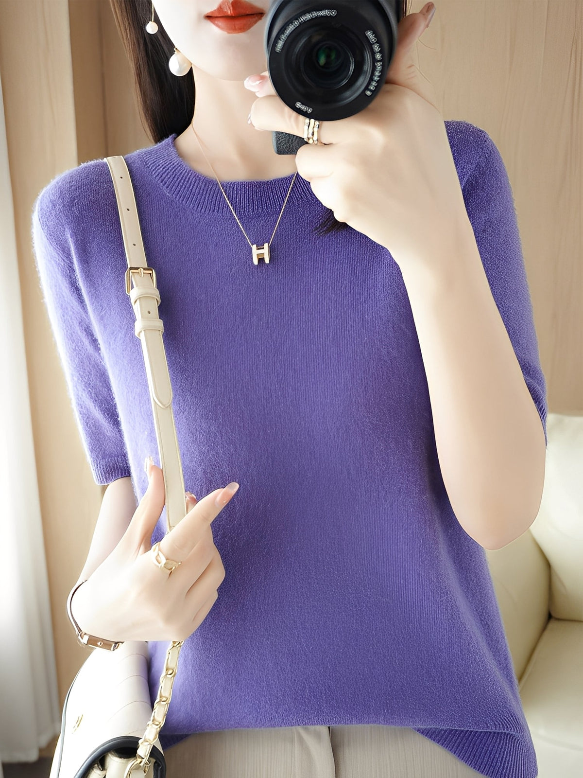 Nadine - Women's Short Sleeve Knitted Sweater - photo 12