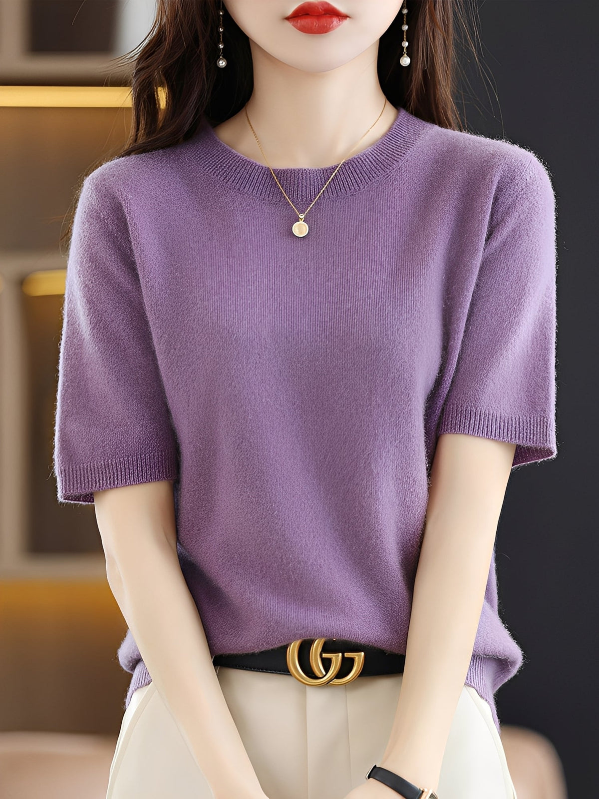Nadine - Women's Short Sleeve Knitted Sweater - photo 13