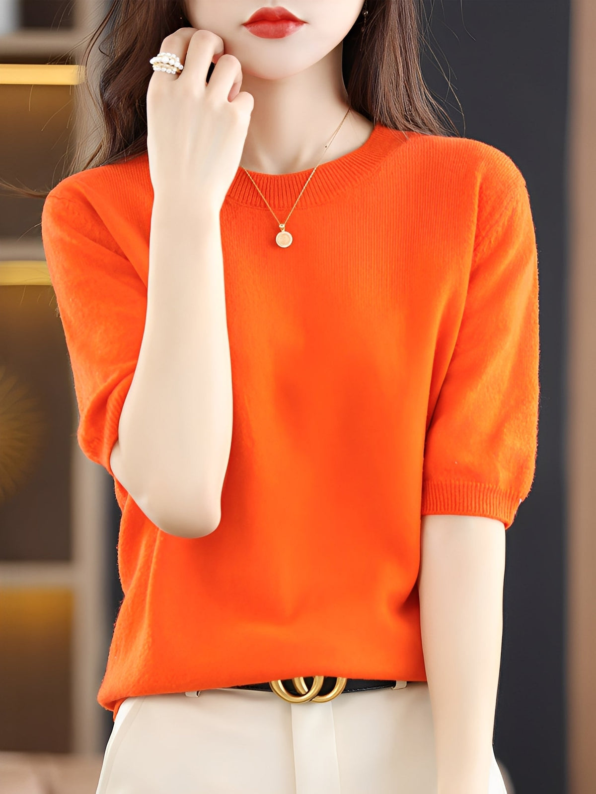 Nadine - Women's Short Sleeve Knitted Sweater - photo 15