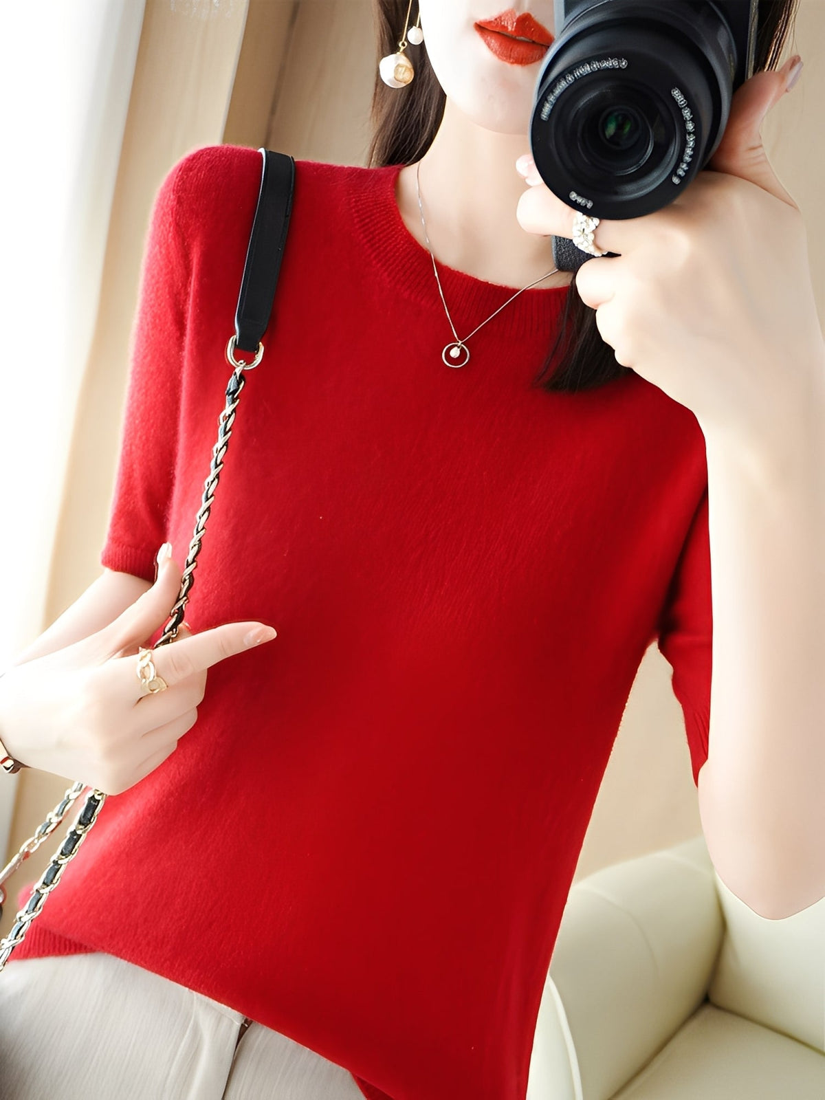 Nadine - Women's Short Sleeve Knitted Sweater - photo 16