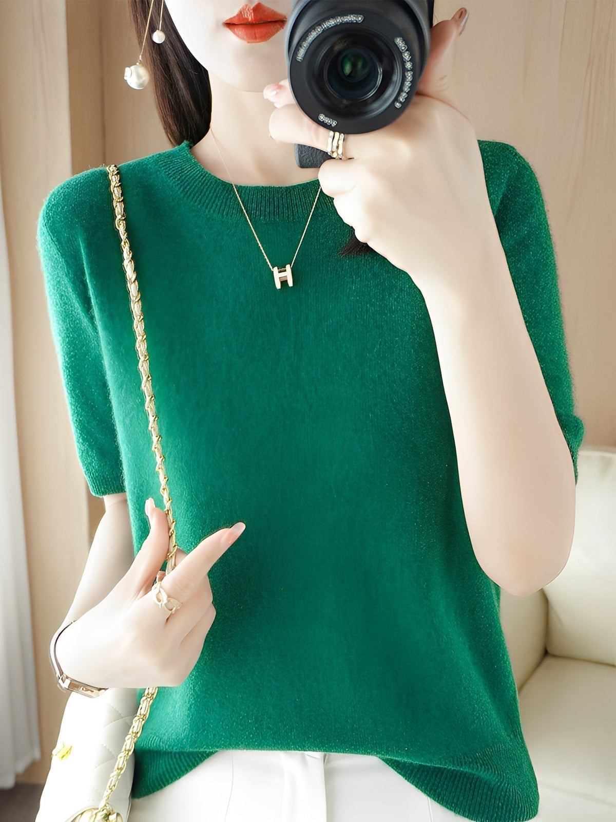 Nadine - Women's Short Sleeve Knitted Sweater - photo 17