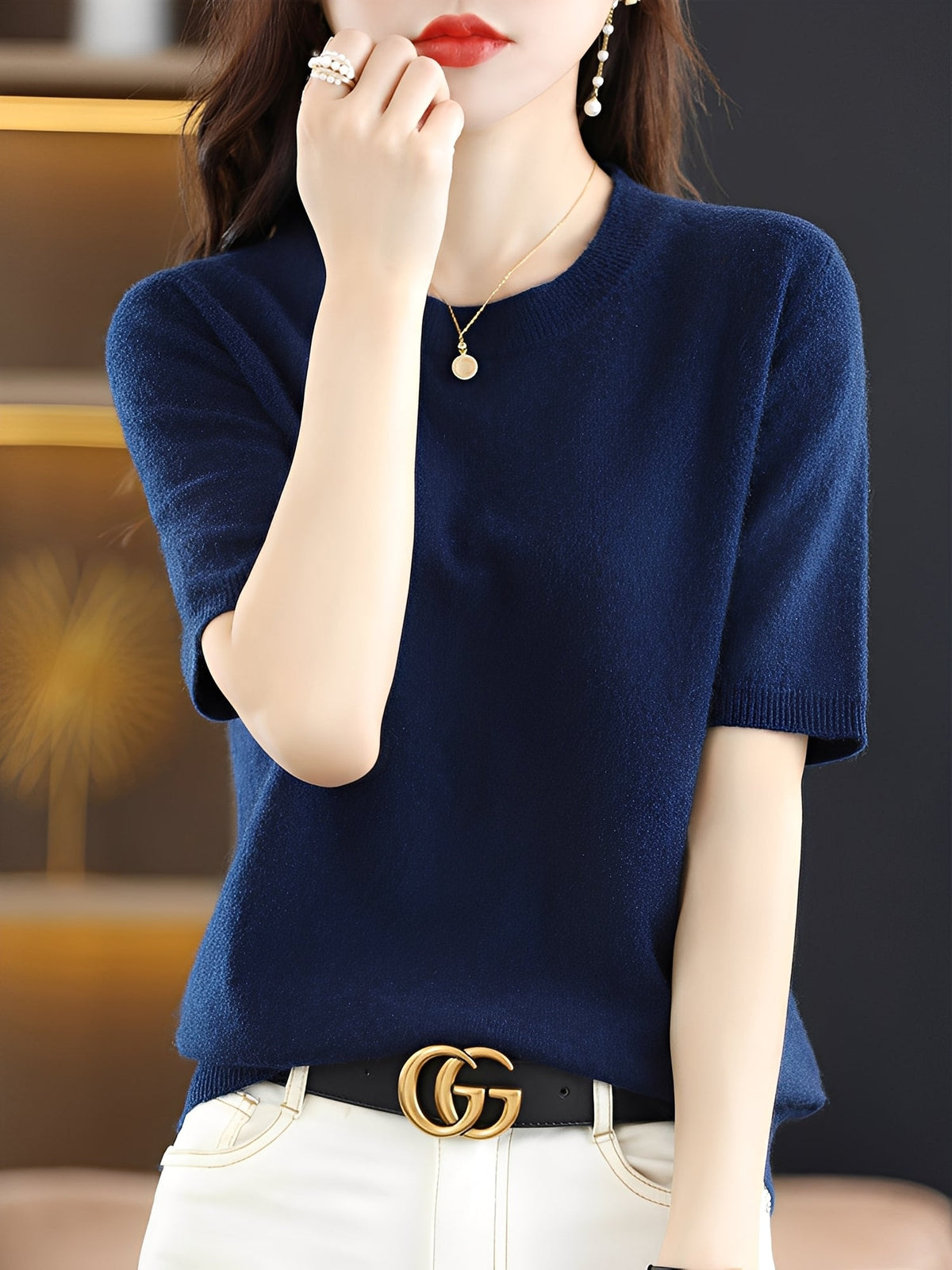 Nadine - Women's Short Sleeve Knitted Sweater - photo 19