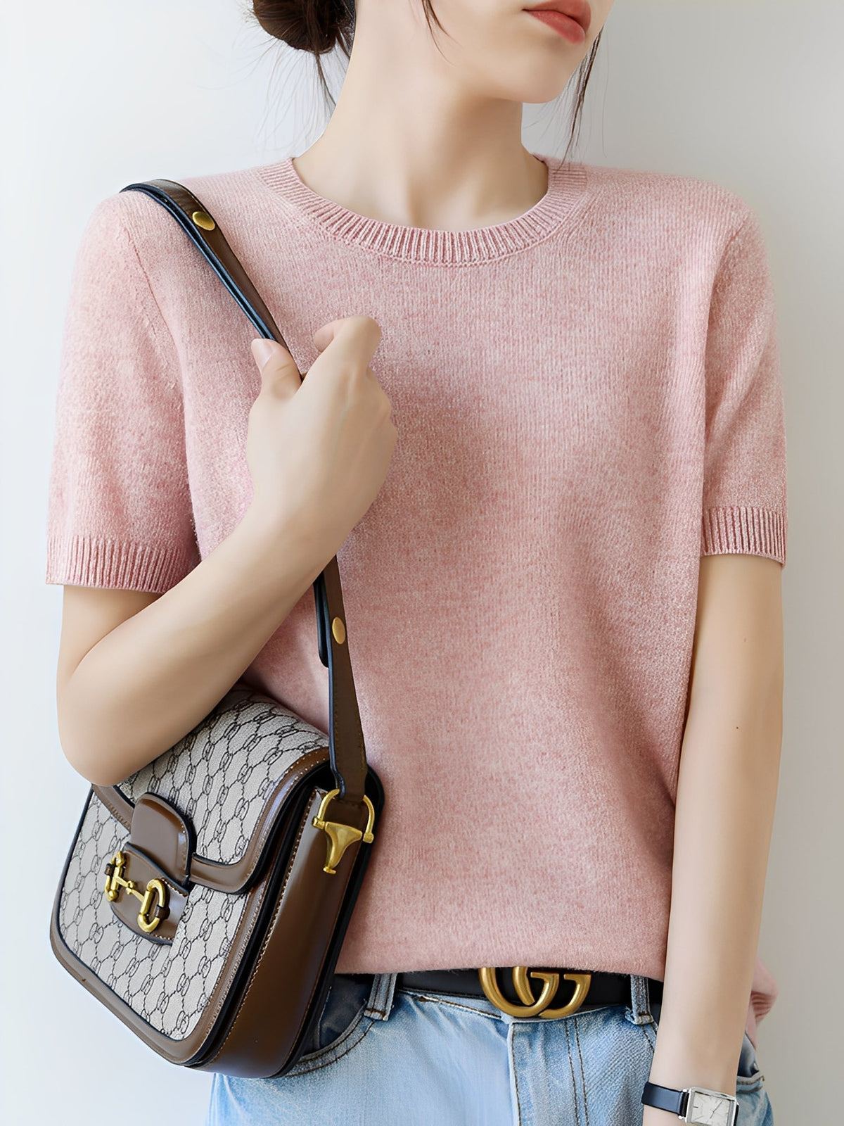 Nadine - Women's Short Sleeve Knitted Sweater - photo 6