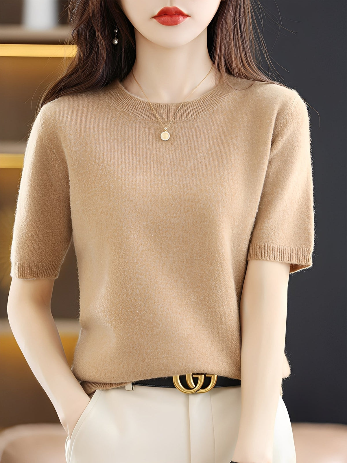 Nadine - Women's Short Sleeve Knitted Sweater - photo 8