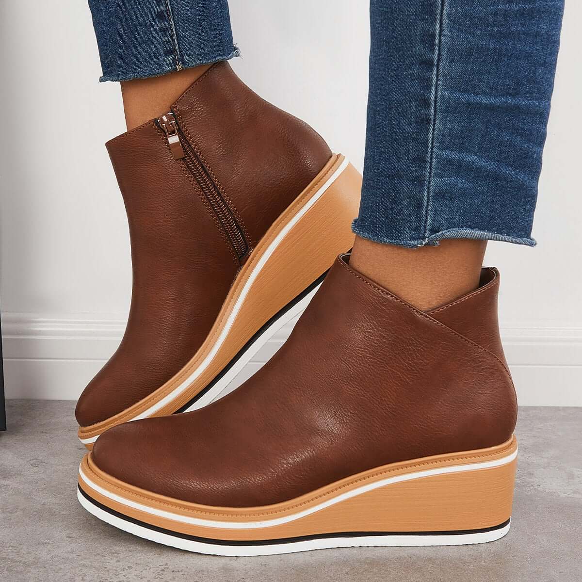 Nanette - Women's Ankle Boots with Zip Front - photo 5