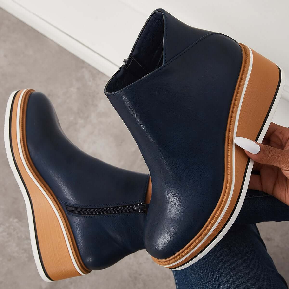 Nanette - Women's Ankle Boots with Zip Front - photo 7
