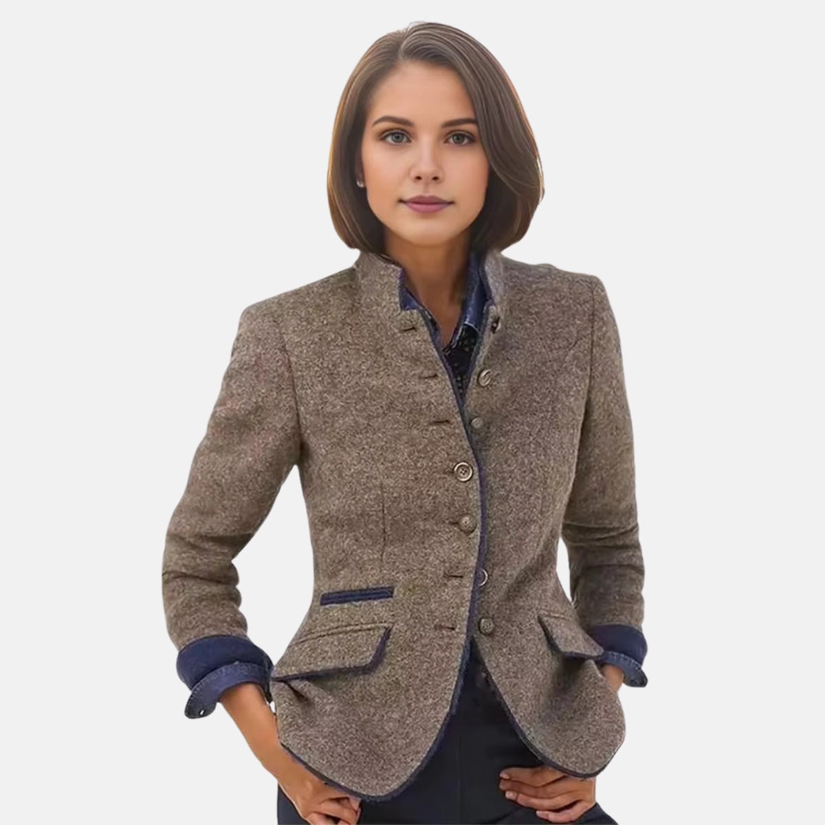 Nell - Women's Blazer with Button Front and Collar - photo 1