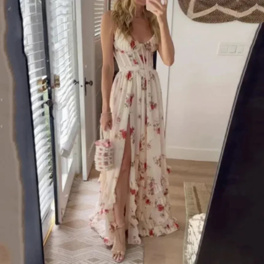 Ninette - Women's Maxi Dress with Floral Print and Side Split - photo 1