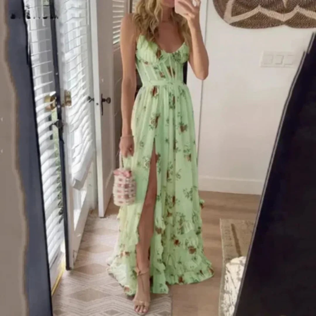 Ninette - Women's Maxi Dress with Floral Print and Side Split - photo 3
