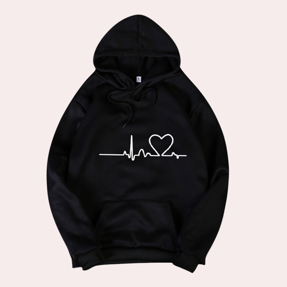 Noeline - Women's Relaxed Hoodie with Heart Print - photo 2