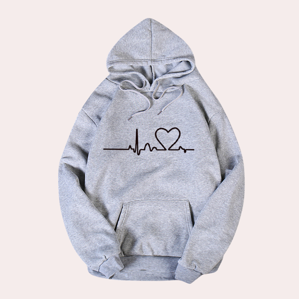 Noeline - Women's Relaxed Hoodie with Heart Print - photo 3