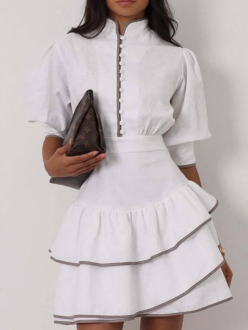 Nova - Women's Mini Dress with Patchwork Print and Roll Neck - photo 5