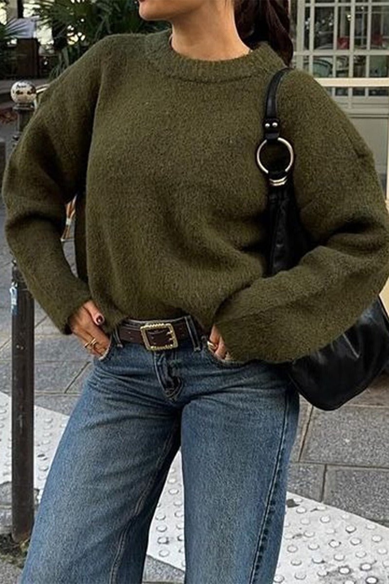 Odessa - Women's Jumper with a Ribbed Knit and a Crew Neck - photo 2