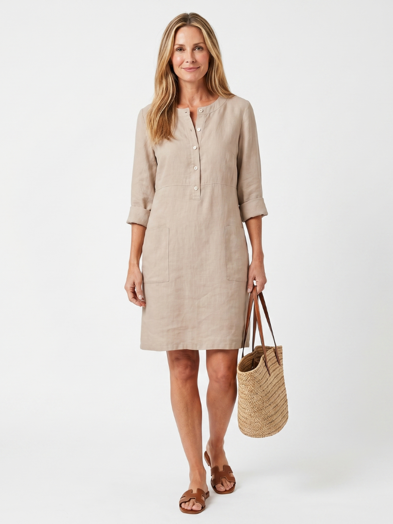 Odilia - Women's Mini Dress with Button Front - photo 1