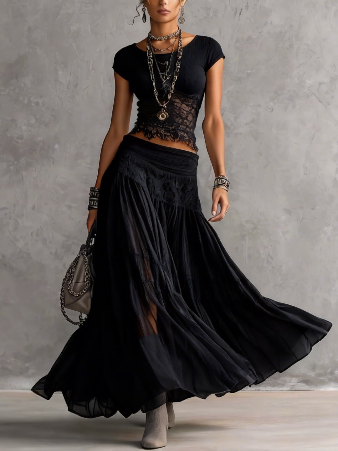 Olympia - Women's Flowing Two-Piece Set with Boho Print - photo 1