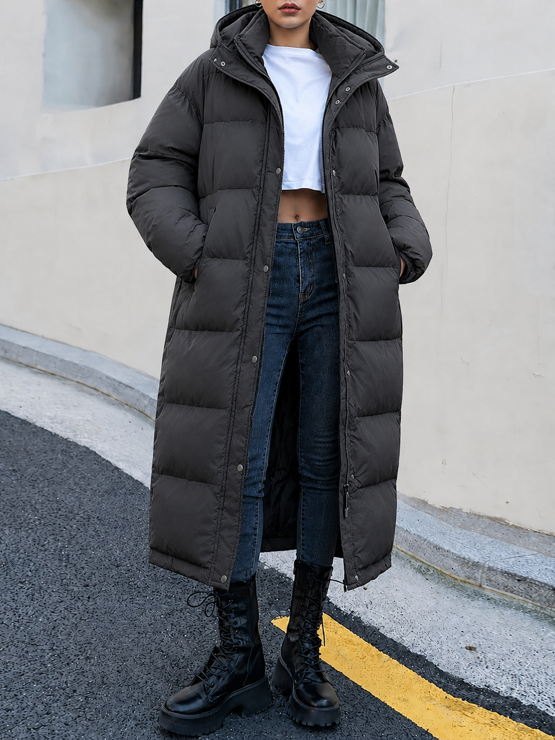 Oona - Women's Long Hooded Quilted Jacket - photo 1