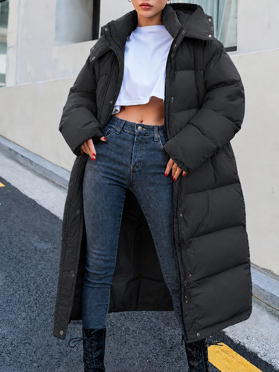 Oona - Women's Long Hooded Quilted Jacket - photo 6