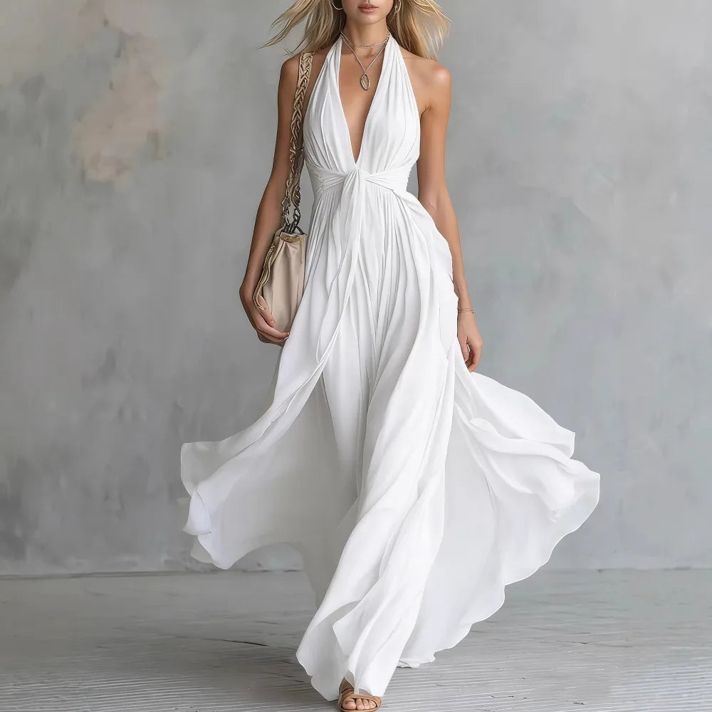 Oriane - Women's Maxi Dress with Side Split and V-Neck - photo 2