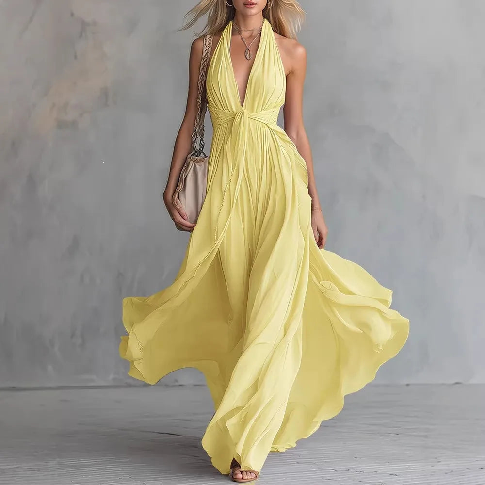 Oriane - Women's Maxi Dress with Side Split and V-Neck - photo 3