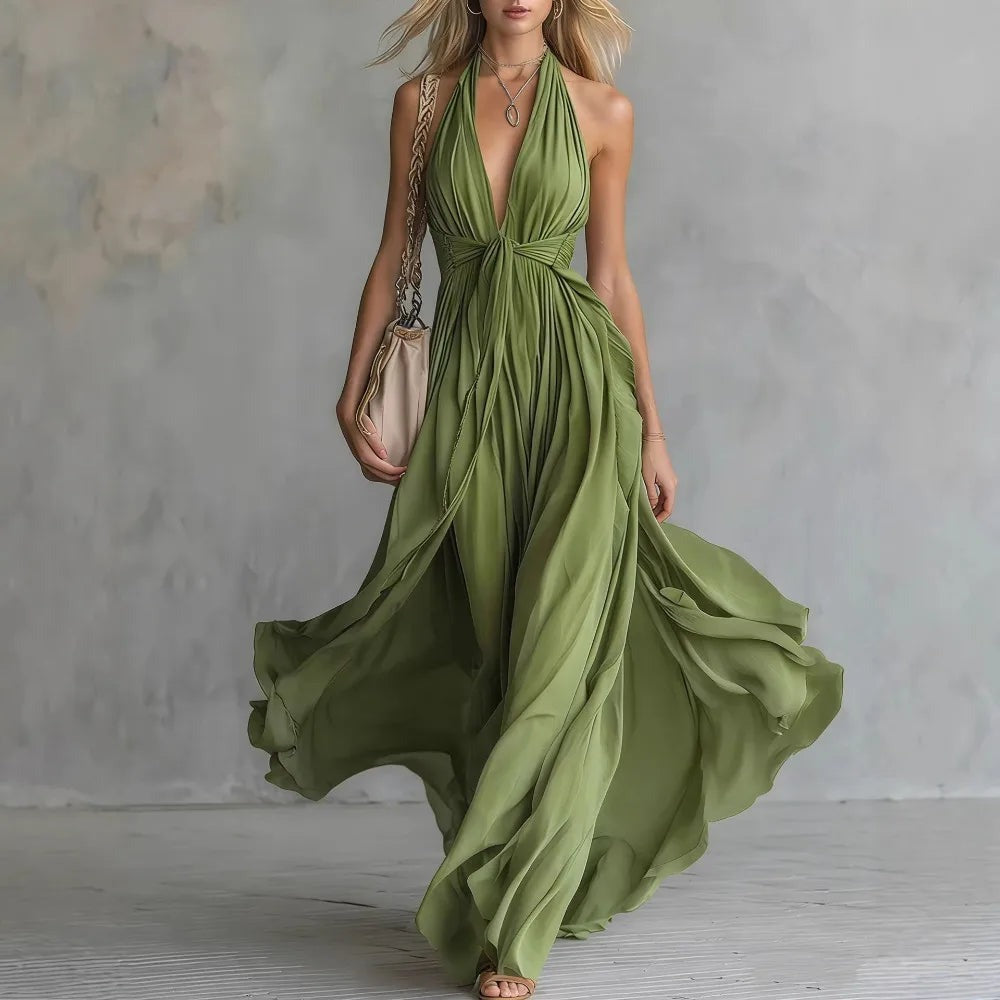 Oriane - Women's Maxi Dress with Side Split and V-Neck - photo 4