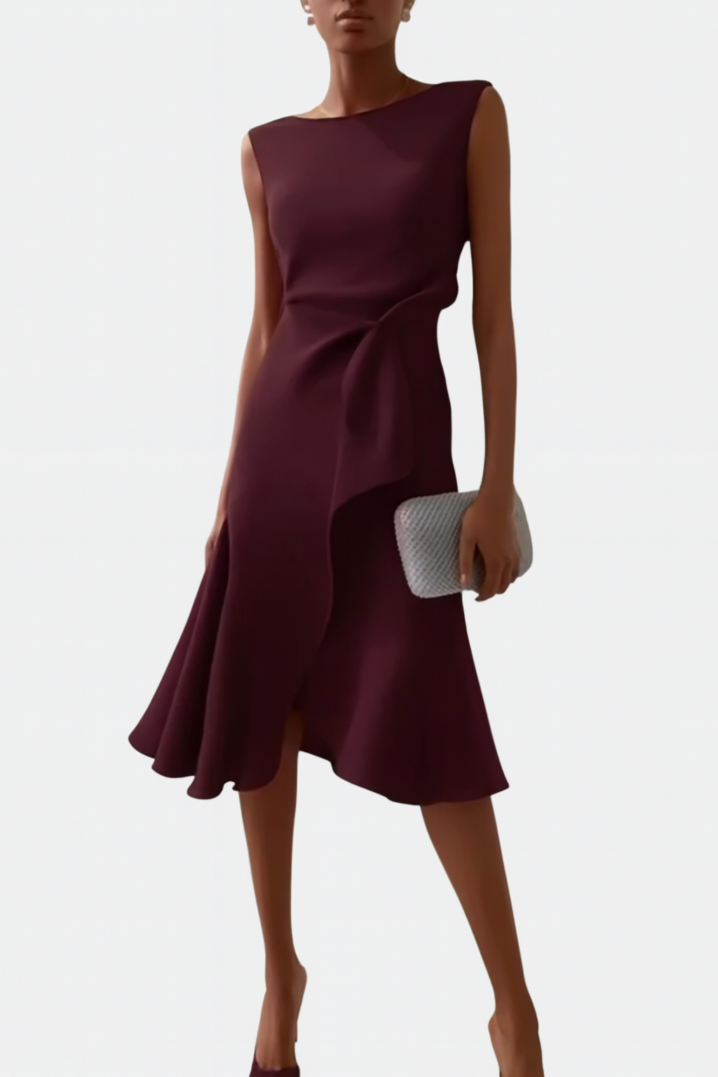 Caroline - Women's Flowing Midi Dress with No Sleeves