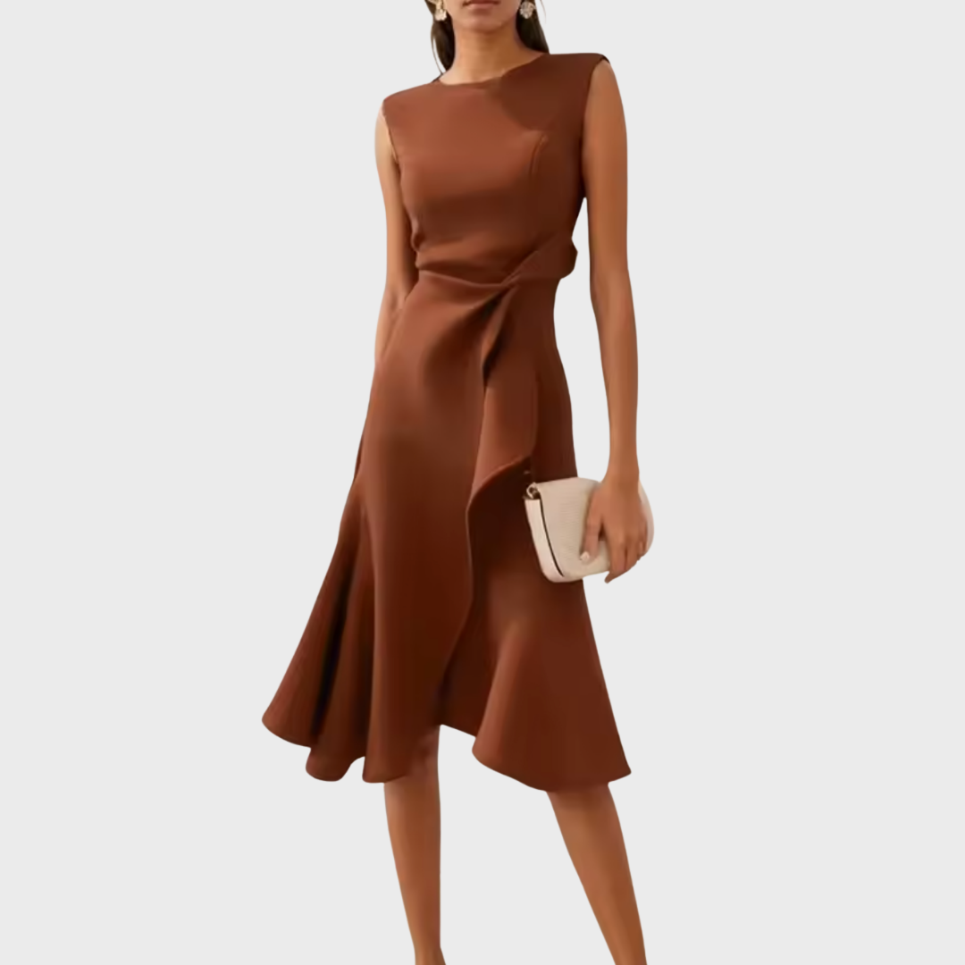 Caroline - Women's Flowing Midi Dress with No Sleeves