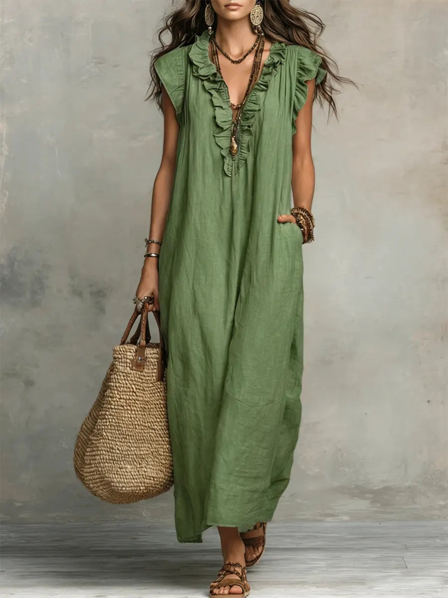 Women's Relaxed Fit Linen Maxi Dress for Summer - photo 2