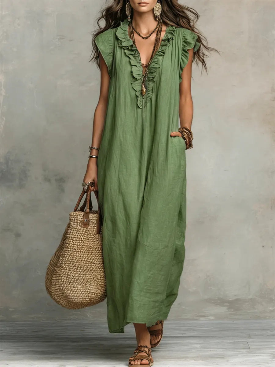 Women's Relaxed Fit Linen Maxi Dress for Summer - photo 2