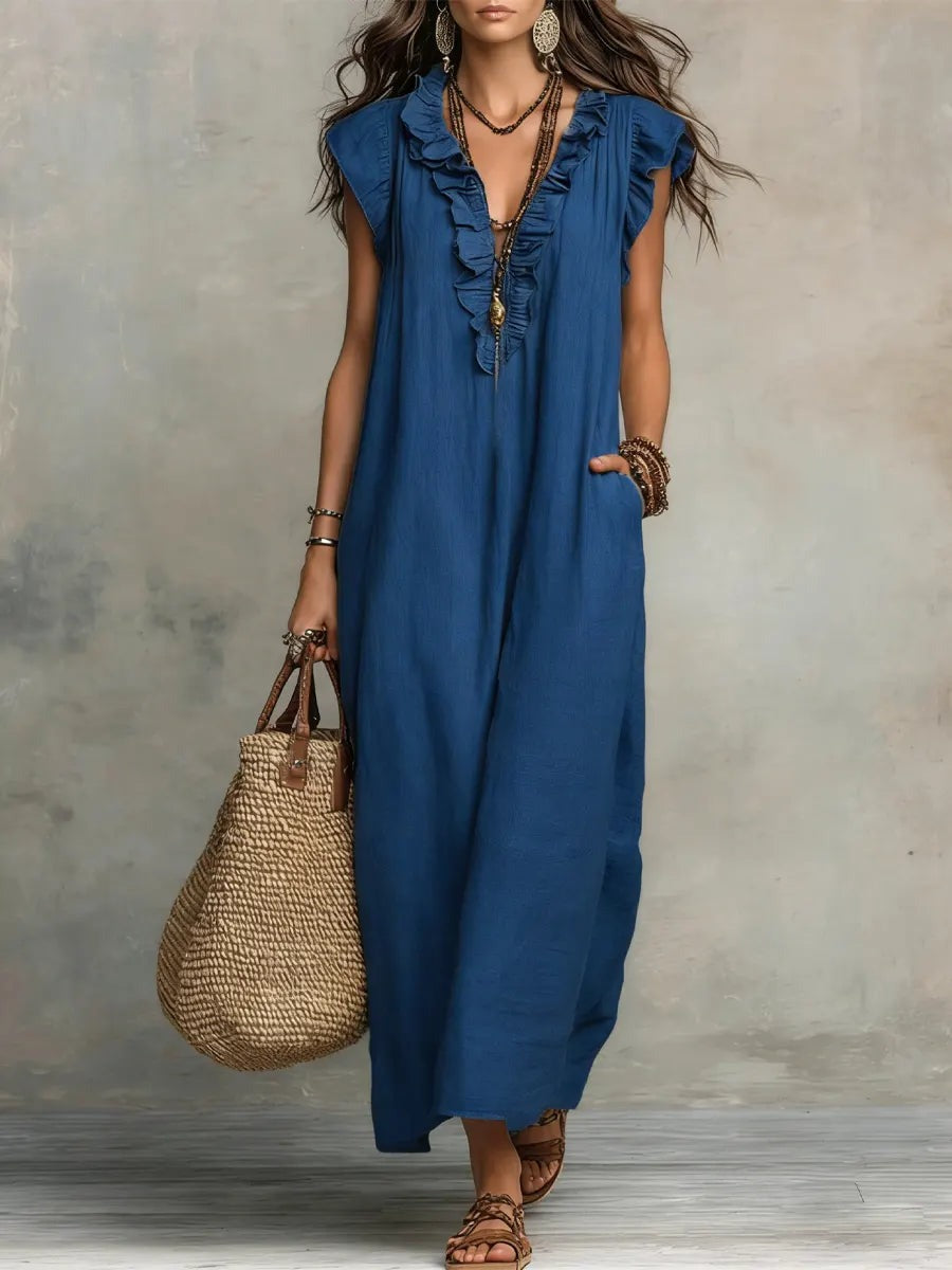 Women's Relaxed Fit Linen Maxi Dress for Summer - photo 3