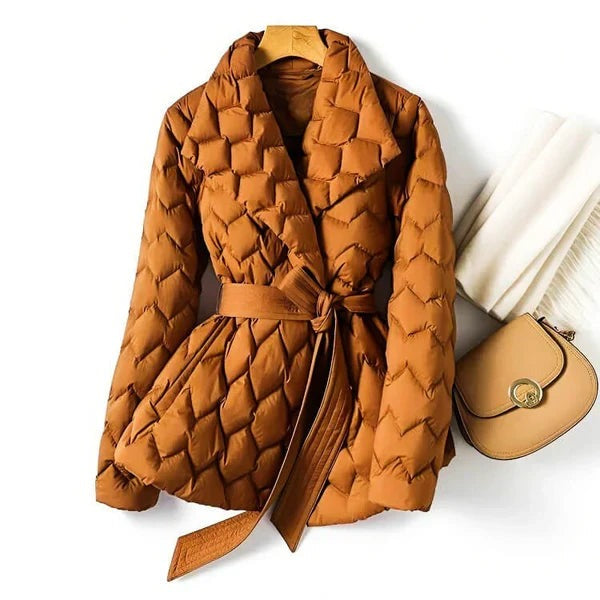 Amalia - Womens Quilted Puffer Coat with Belted Waist - photo 1