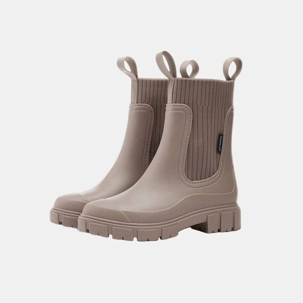 Ilona - Women's Ankle Boots with Ribbed Knit Cuff
