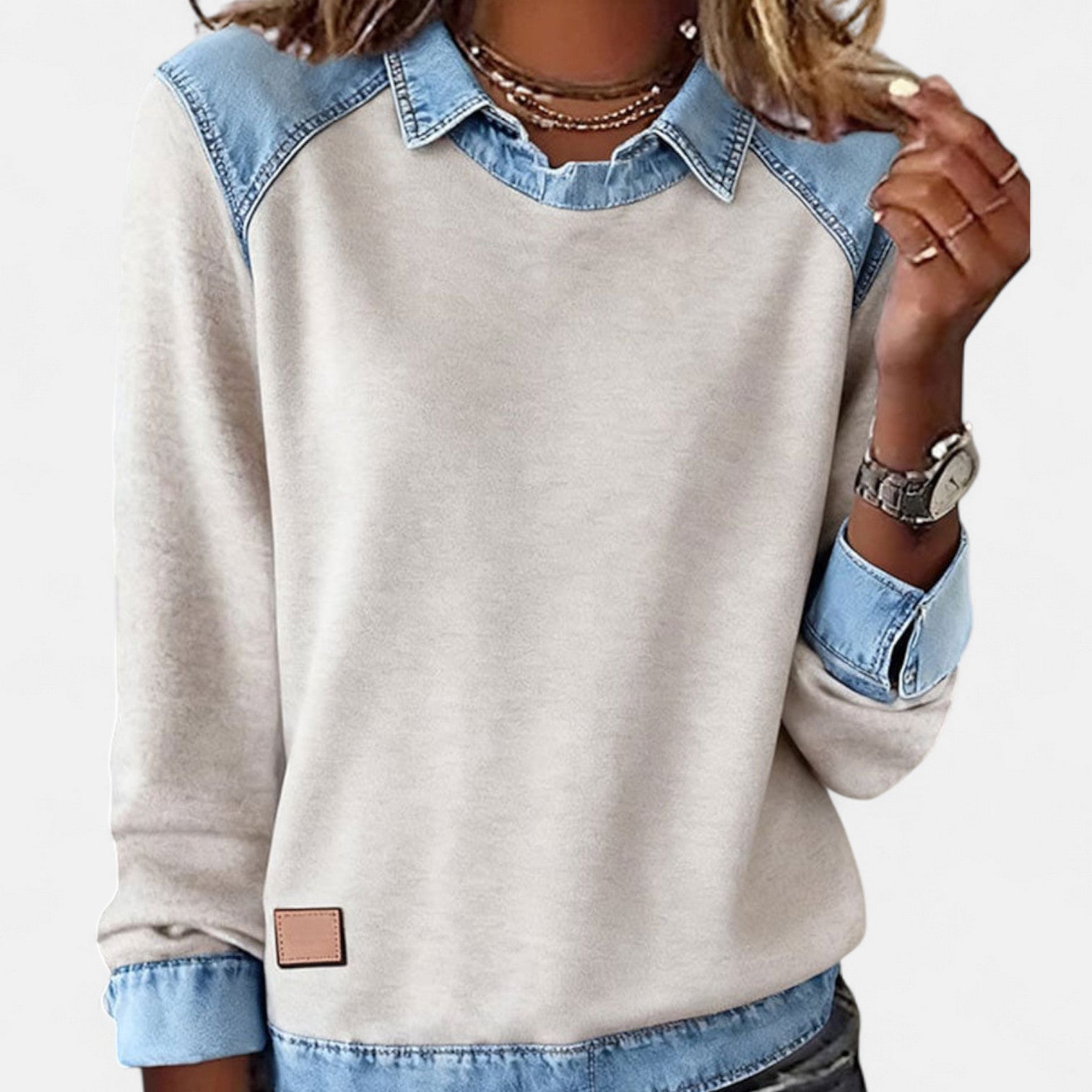 Ottilie - Women's Layered-Effect Jumper with Long Sleeves - photo 1