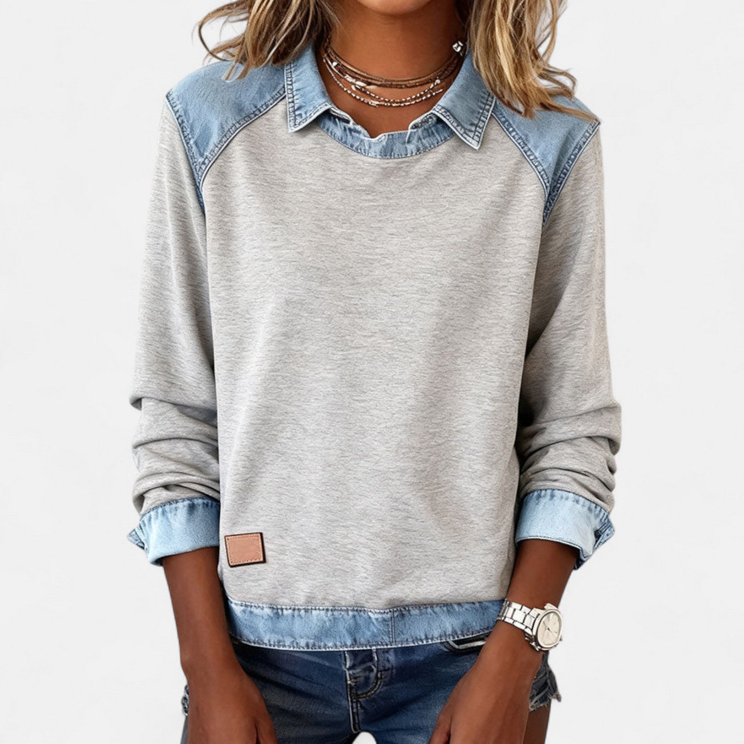 Ottilie - Women's Layered-Effect Jumper with Long Sleeves - photo 10