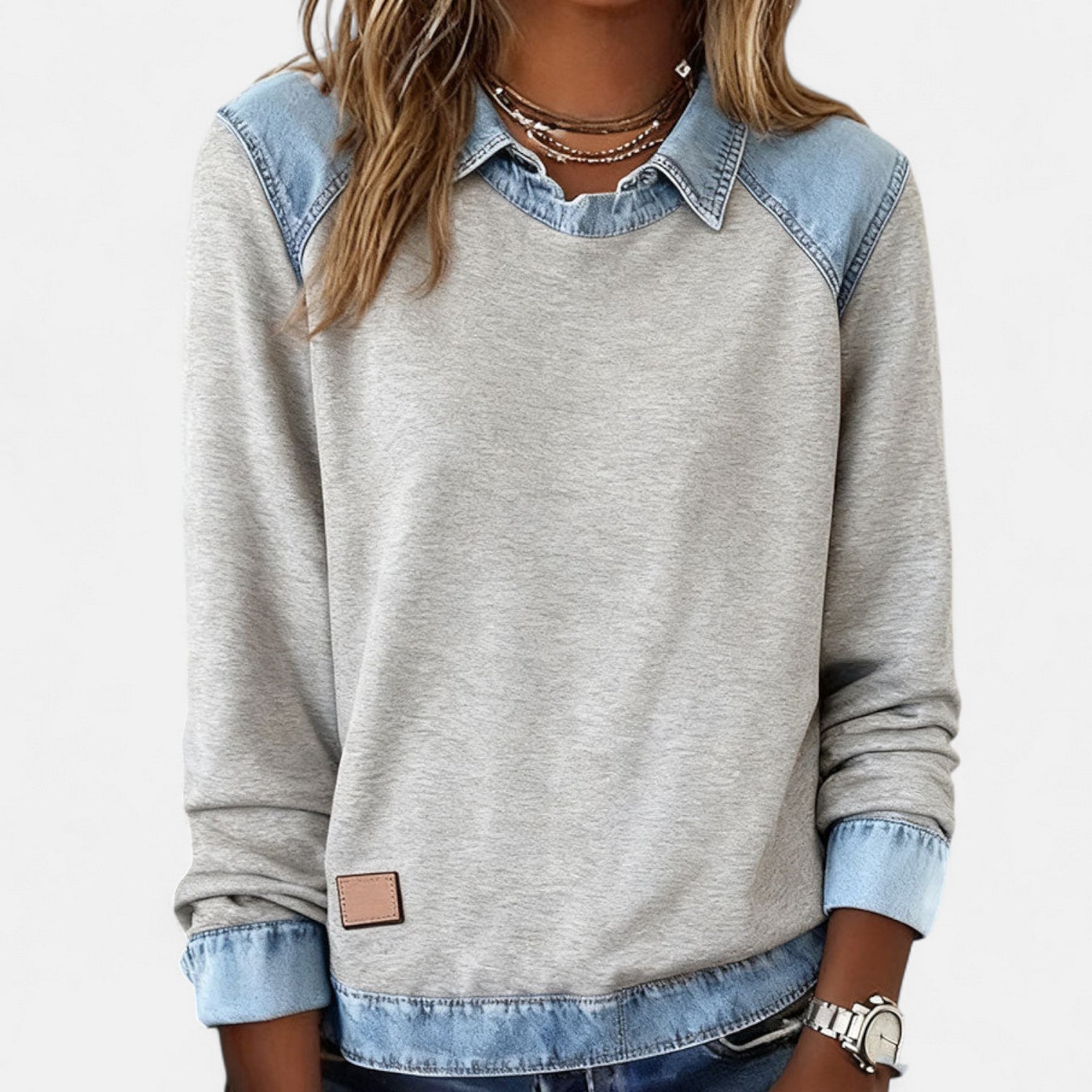 Ottilie - Women's Layered-Effect Jumper with Long Sleeves - photo 11