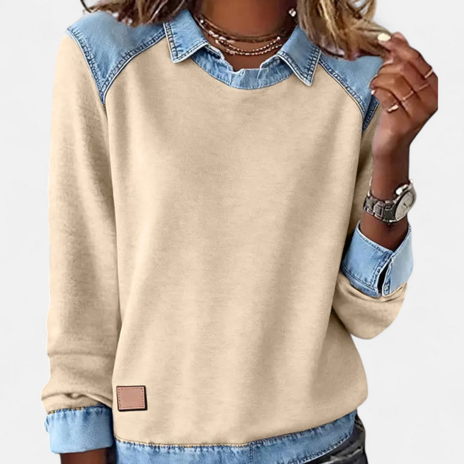 Ottilie - Women's Layered-Effect Jumper with Long Sleeves - photo 12