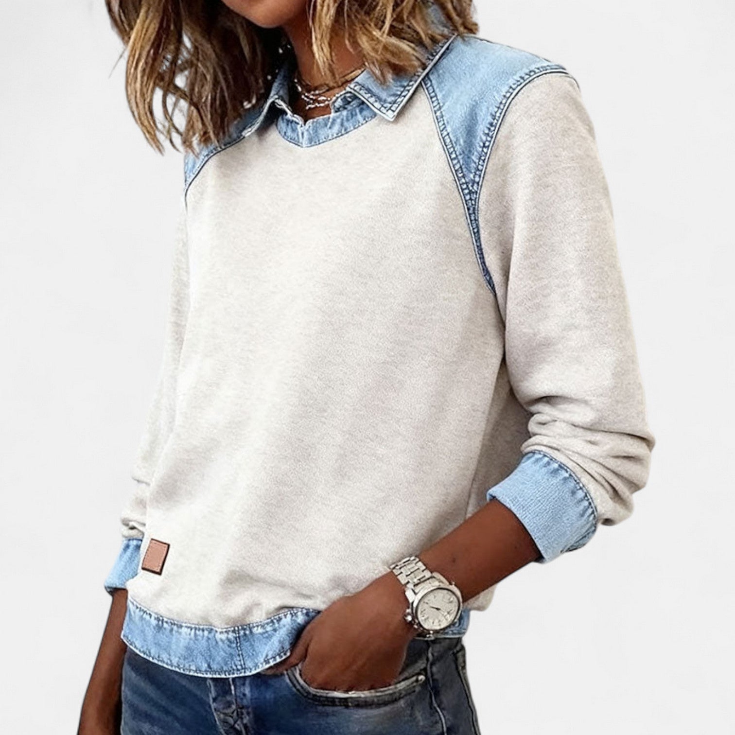 Ottilie - Women's Layered-Effect Jumper with Long Sleeves - photo 2