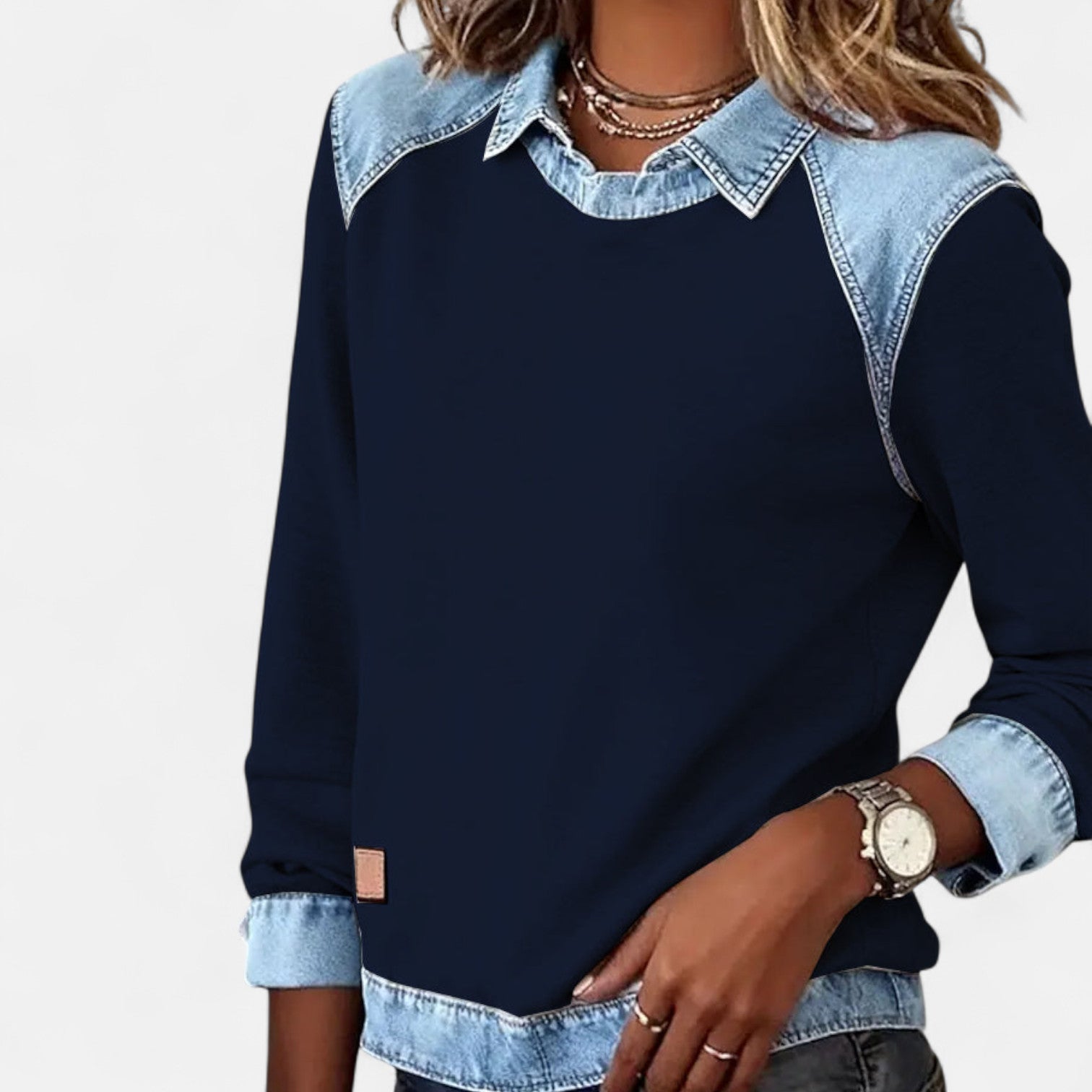 Ottilie - Women's Layered-Effect Jumper with Long Sleeves - photo 8