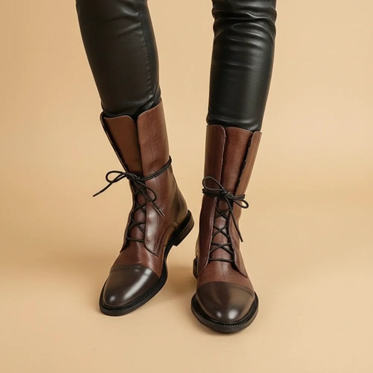 Parthenia - Women's Knee-High Boots with Lace-Up Front