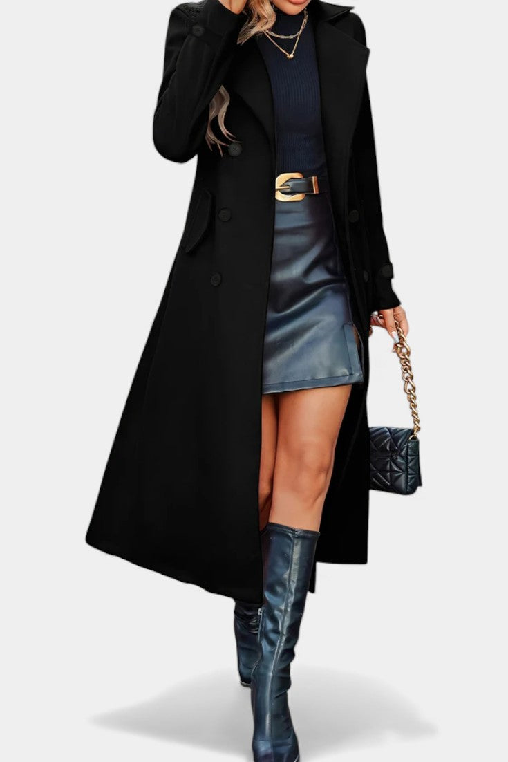 Paula - Women's Oversized Long Coat with Side Pockets – view 11