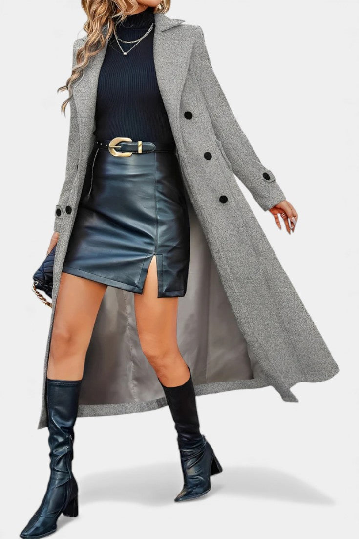 Paula - Women's Oversized Long Coat with Side Pockets – view 4