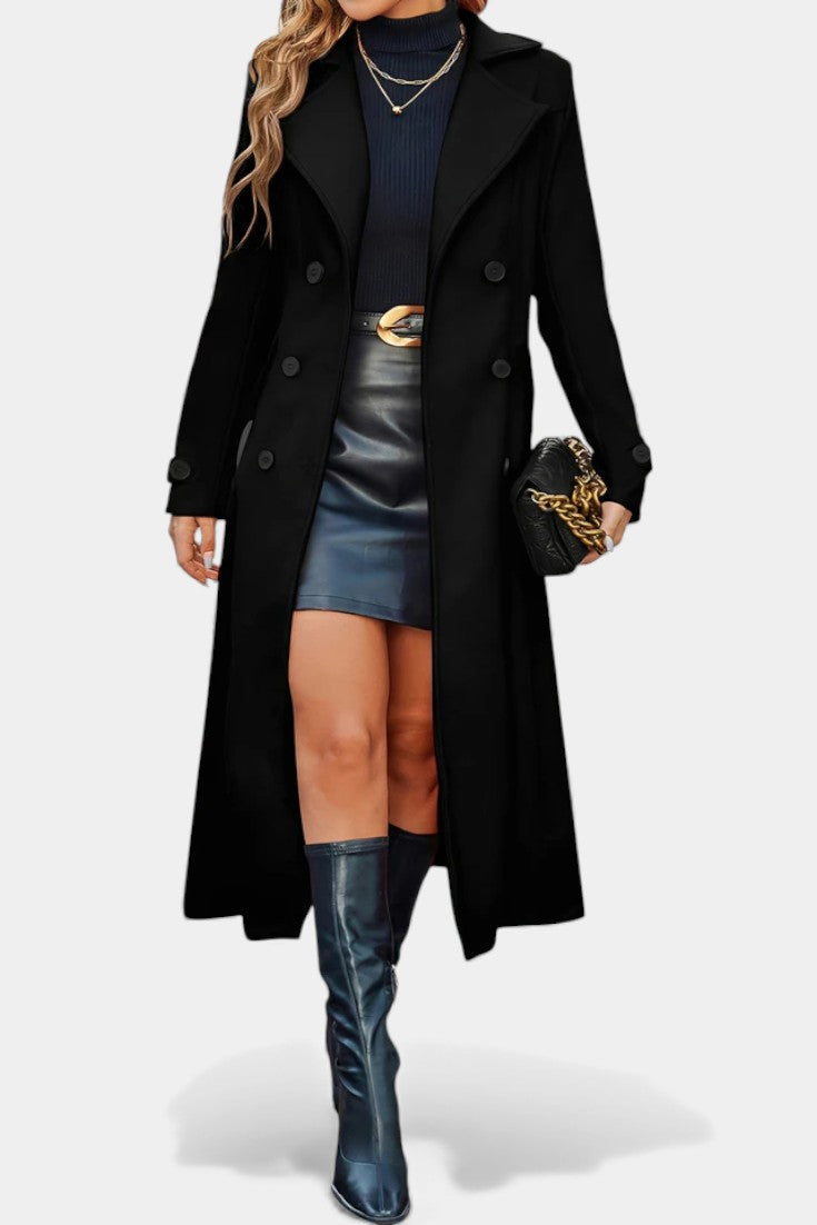 Paula - Women's Oversized Long Coat with Side Pockets – view 9