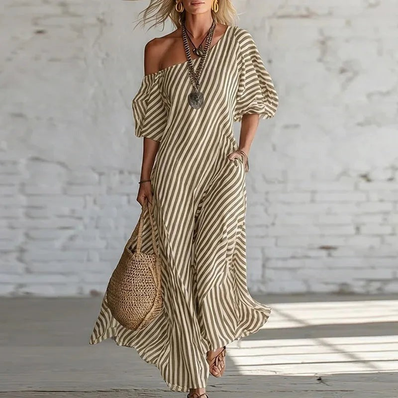 Pelagia - Women's Maxi Dress with Boho Print and One-Shoulder - photo 5