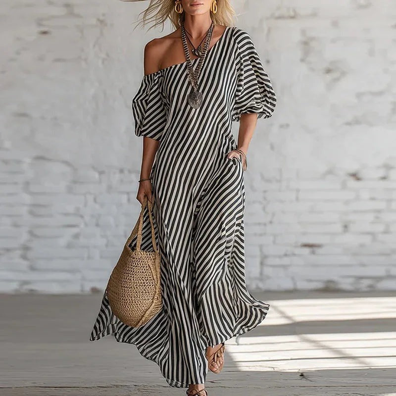 Pelagia - Women's Maxi Dress with Boho Print and One-Shoulder - photo 6