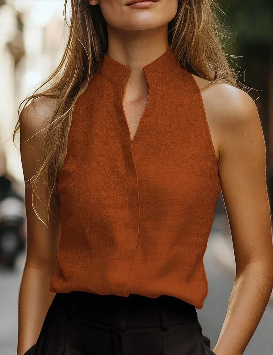 Peronel - Women's Flowing Blouse with Sleeveless Cut - photo 3