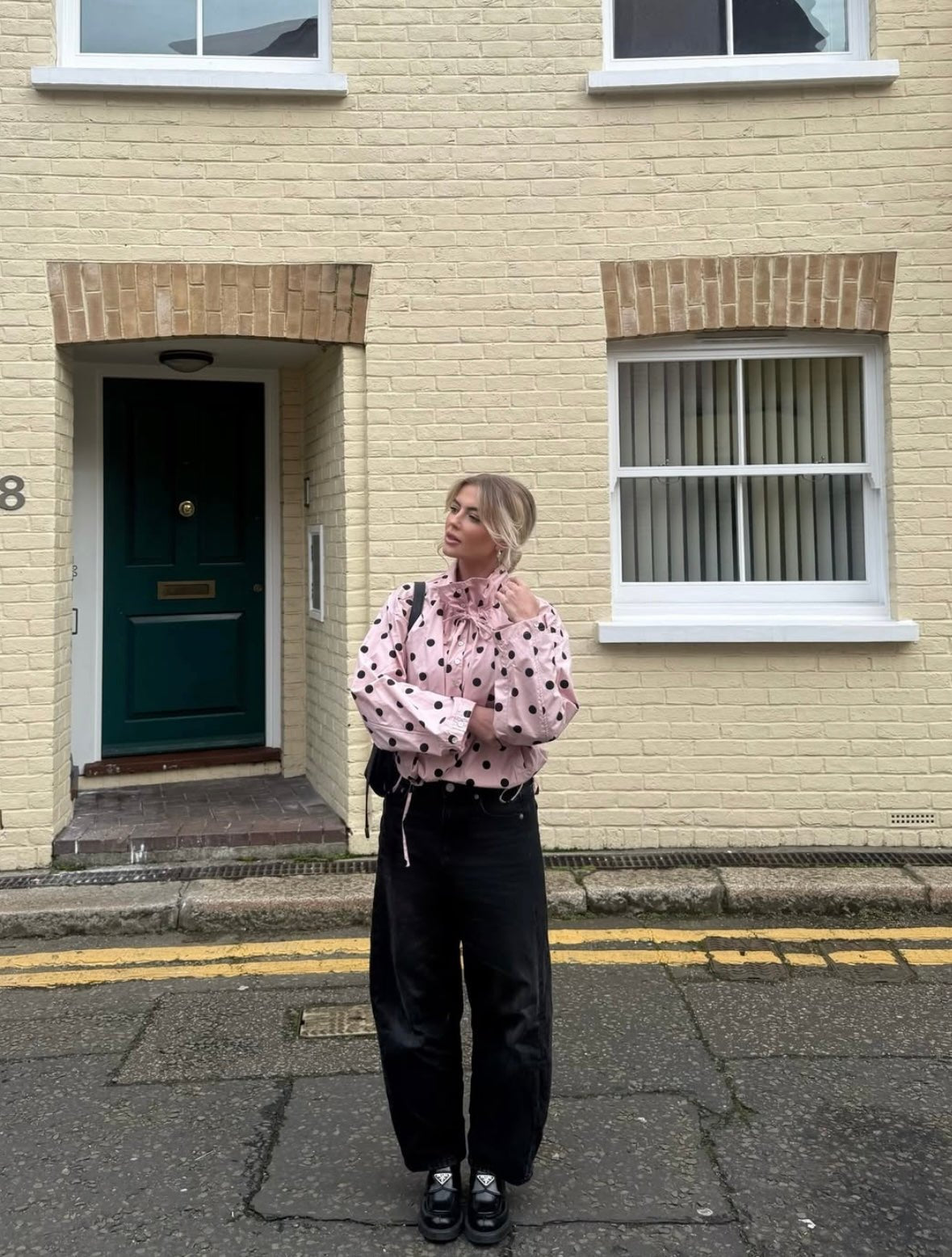Philomena - Women's Jacket with Polka Dot Print and Puff Sleeves - photo 6